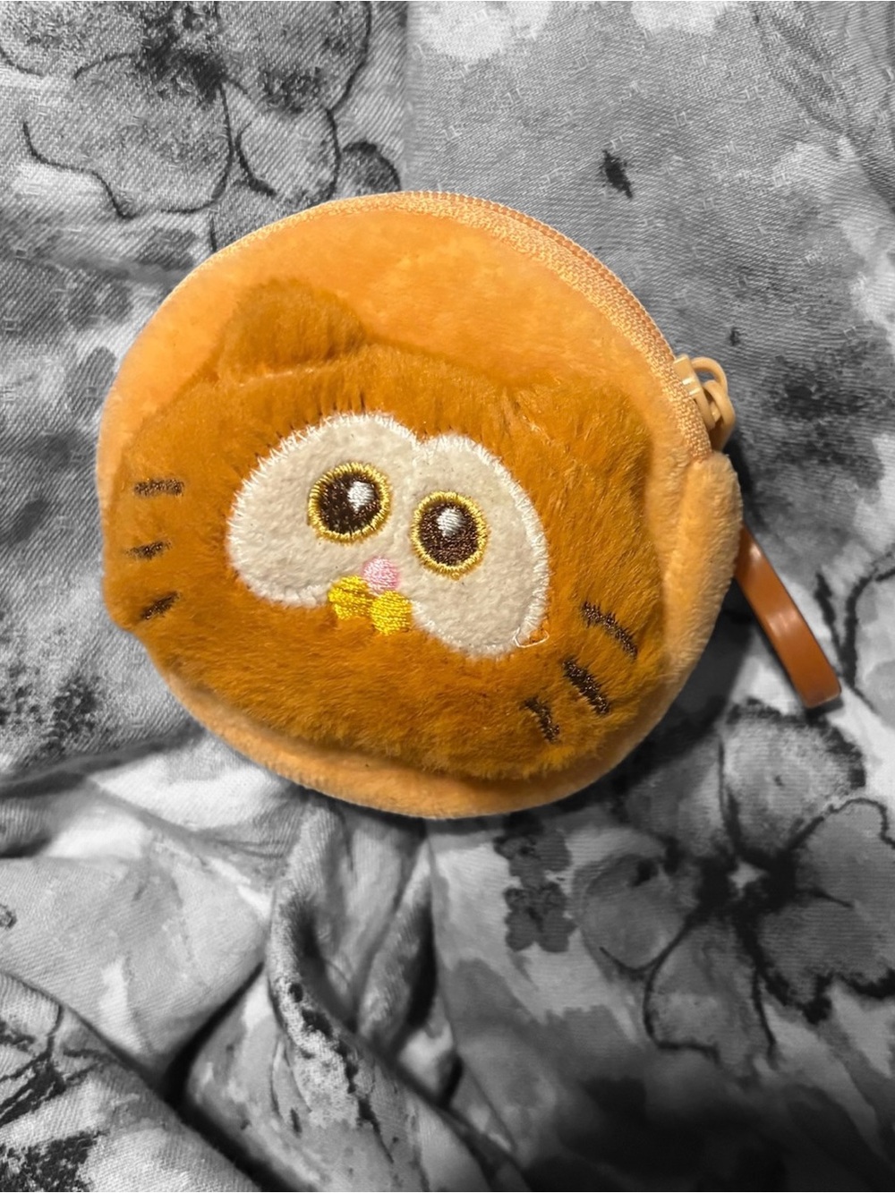 Plush Round Coin Purse - Orange Cat